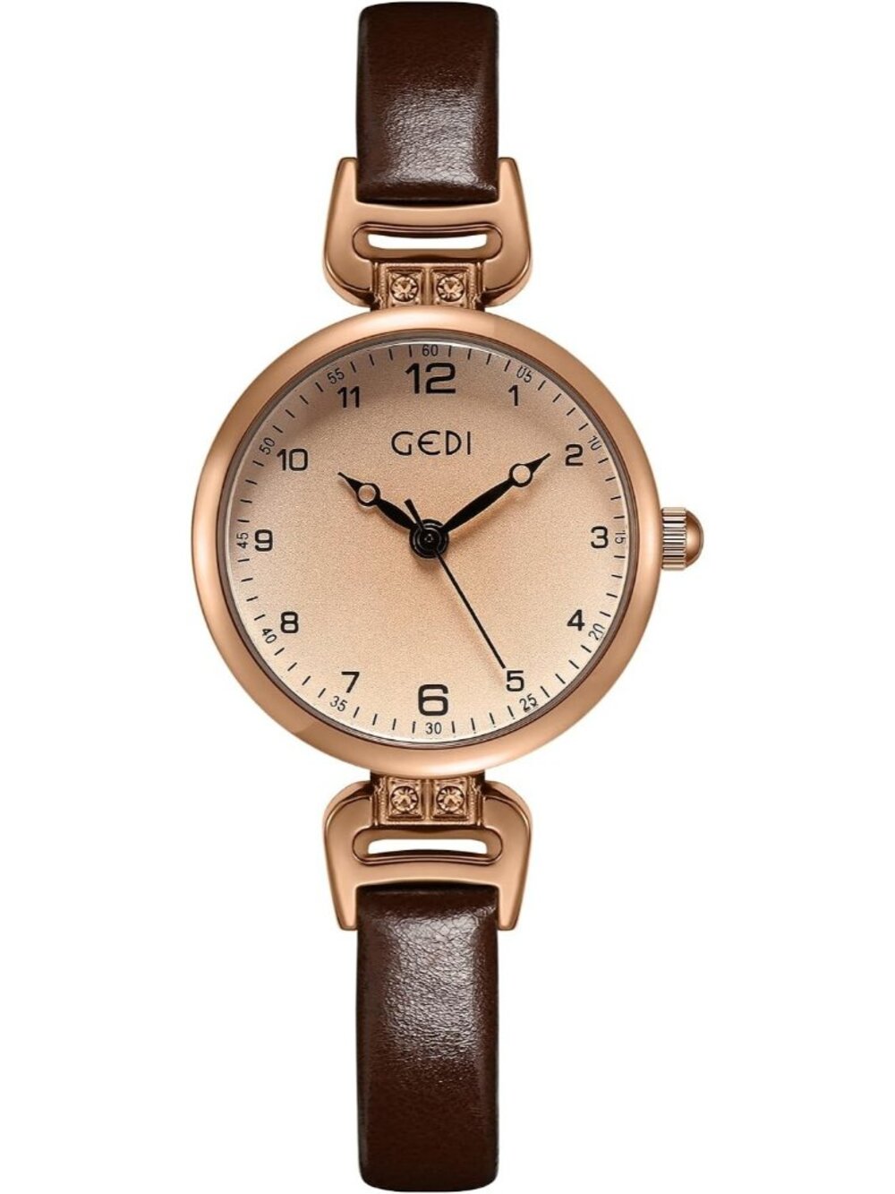 Women's Coffee Simple Leather Quartz Ultra-Thin Waterproof Analog Wrist Watches